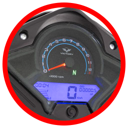 Tablero análogo y digital:  te ofrece información clara y precisa sobre el funcionamiento de tu moto